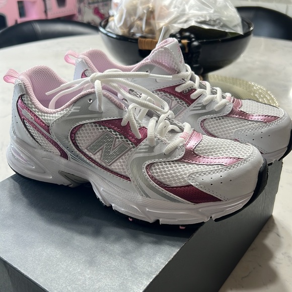 New Balance Kids Sneakers - White and Pink - Picture 1 of 2